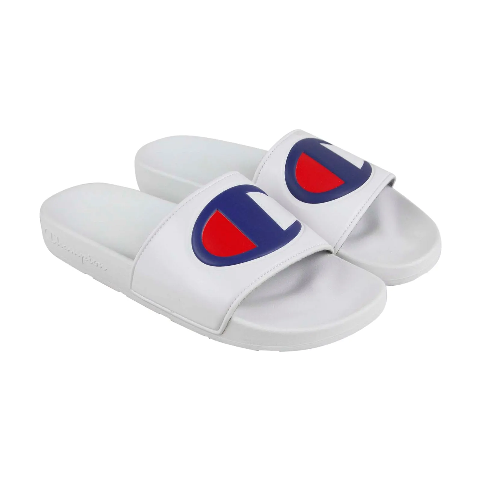 Champion Ipo CM100074M Mens White Synthetic Slip On Slides Sandals Shoes