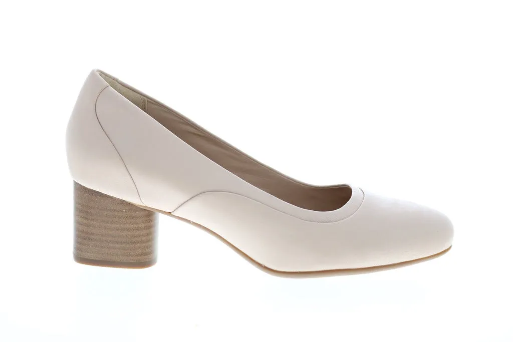 Clarks Un Cosmo Step 26140965 Womens Beige Leather Slip On Pumps Heels Shoes