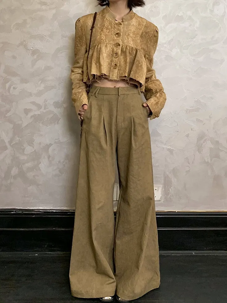 Embroidery Mao-Collar Short Fluffily Blouse