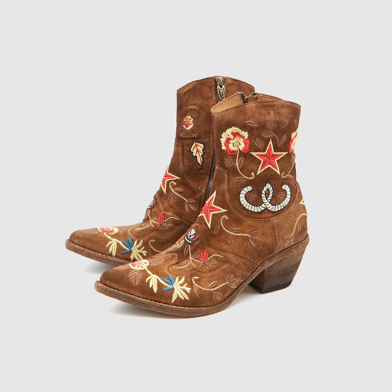 Fauzian Jeunesse Ladies Embroidered Western Ankle Boot