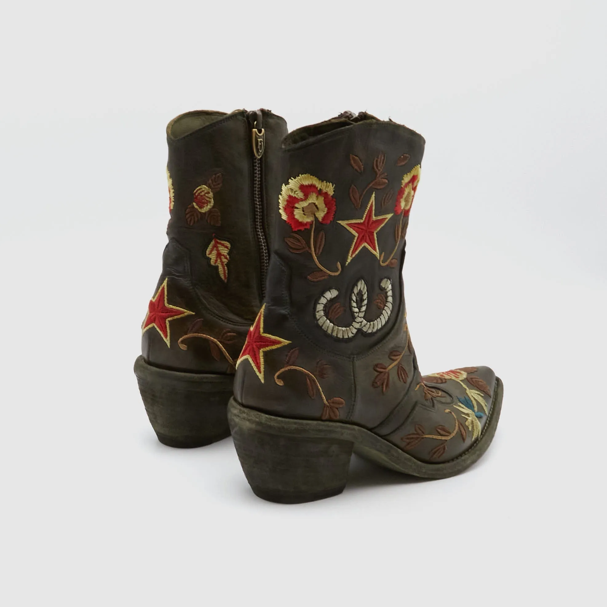 Fauzian Jeunesse Ladies Embroidered Western Ankle Boot