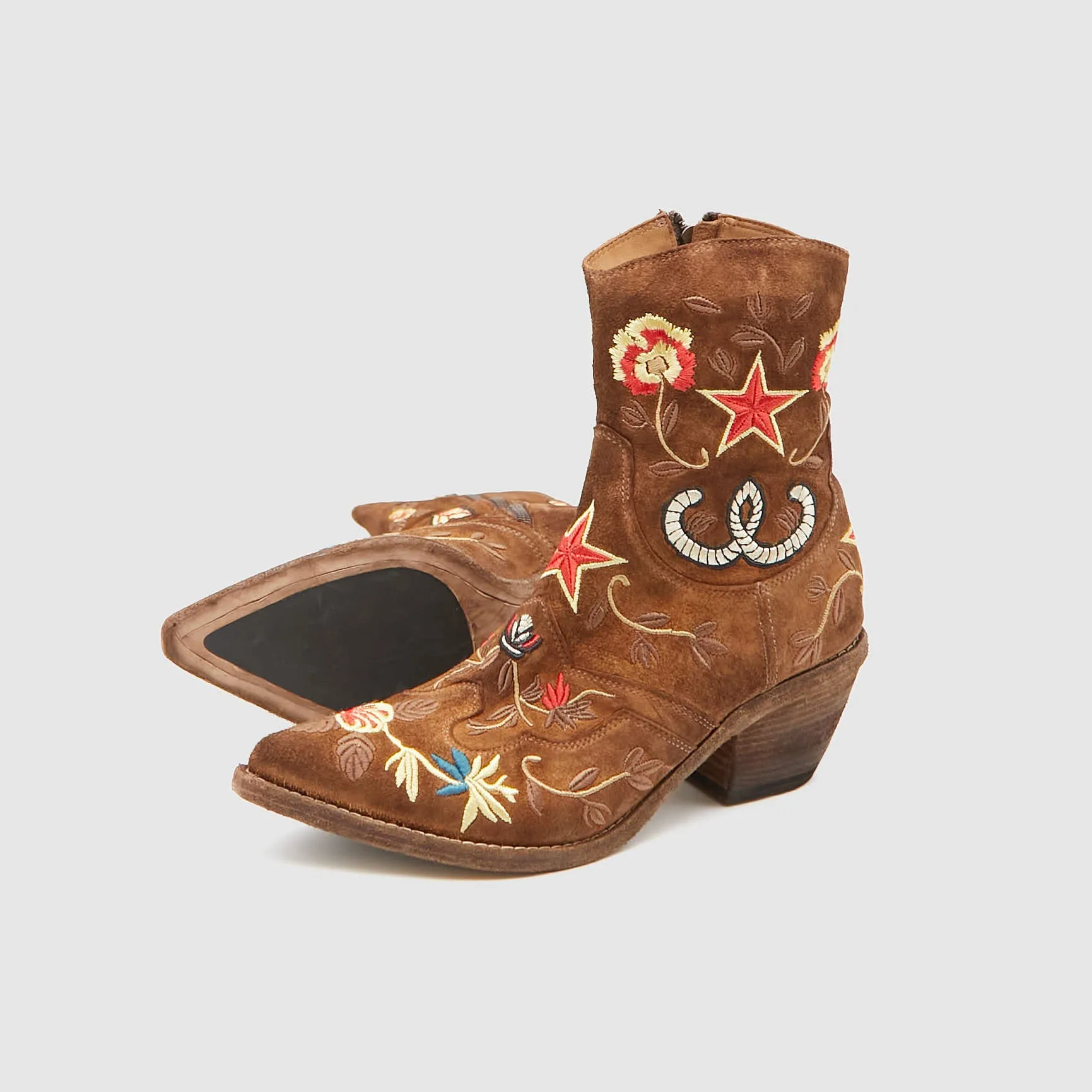 Fauzian Jeunesse Ladies Embroidered Western Ankle Boot