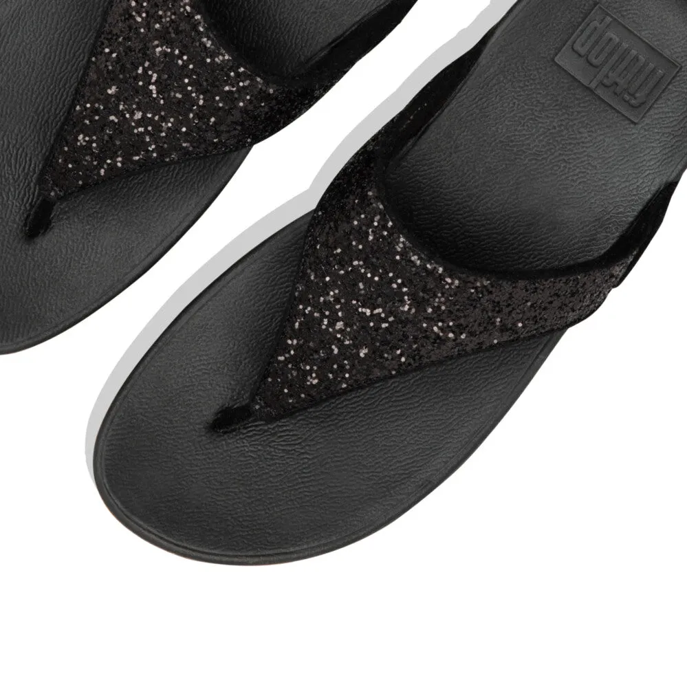 Fitflop 'Lulu' Glitter Toe-Post Sandal - Black Glitter