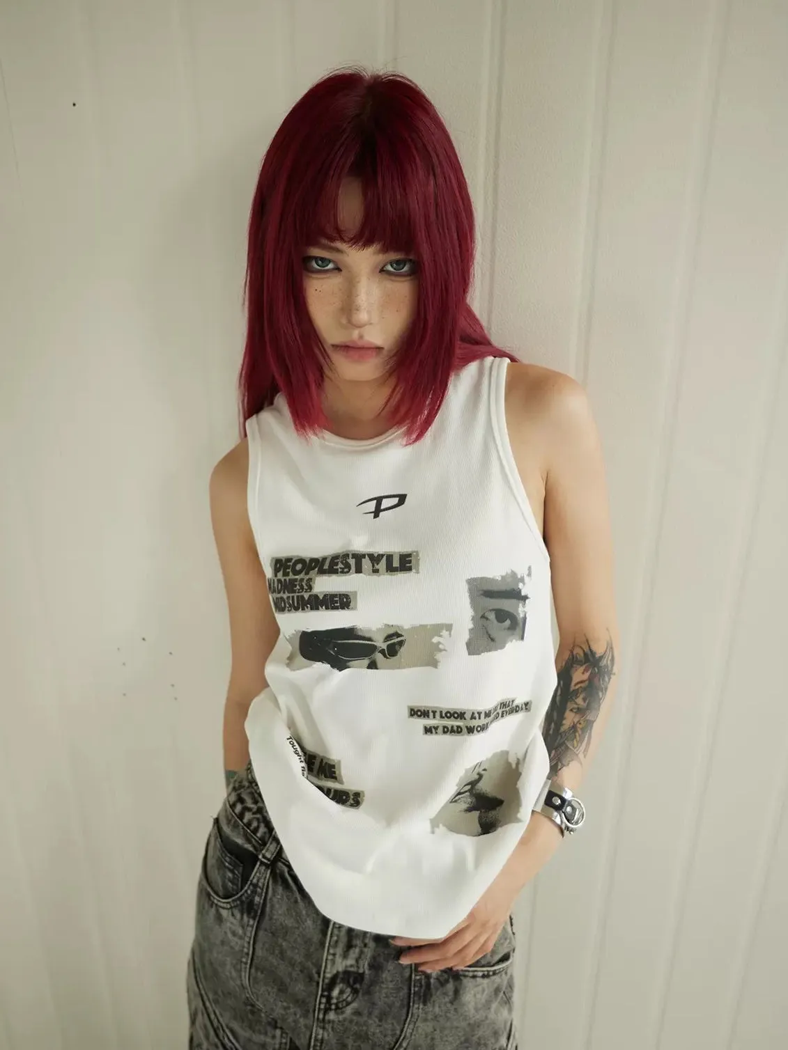 Graffiti Punk Print Tank Top