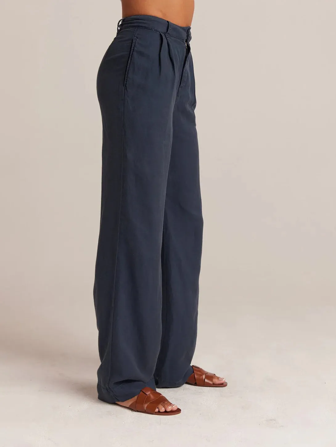 Greta Wide Leg Pleated Pants - Coastal Navy