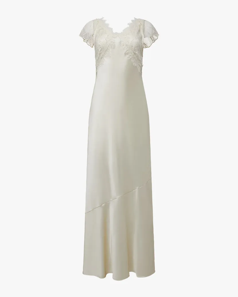 Lace Midi Slip Dress | Ecru