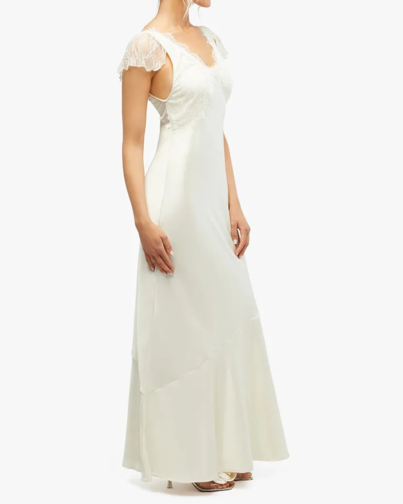 Lace Midi Slip Dress | Ecru