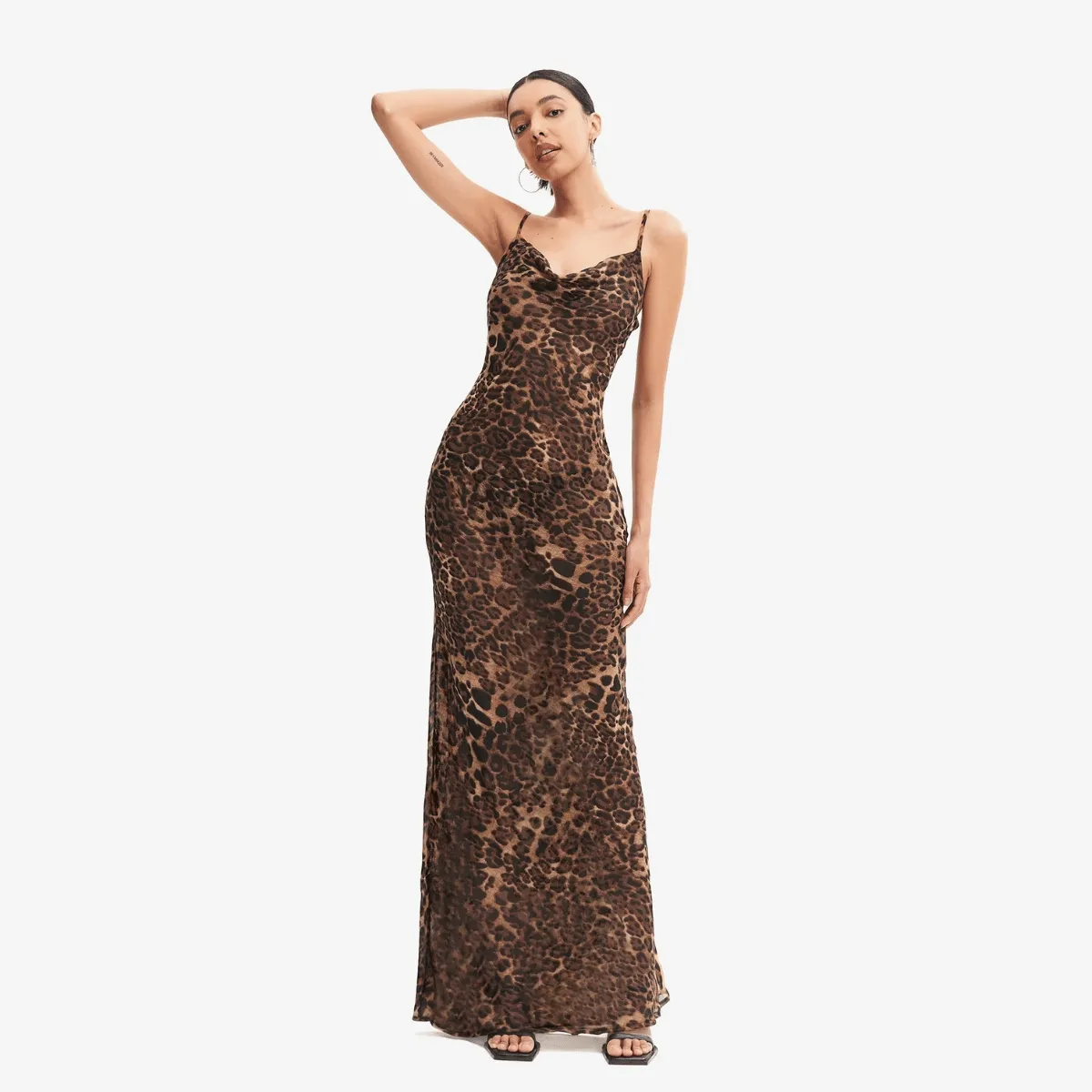 Leopard Print Strappy Slip Dress