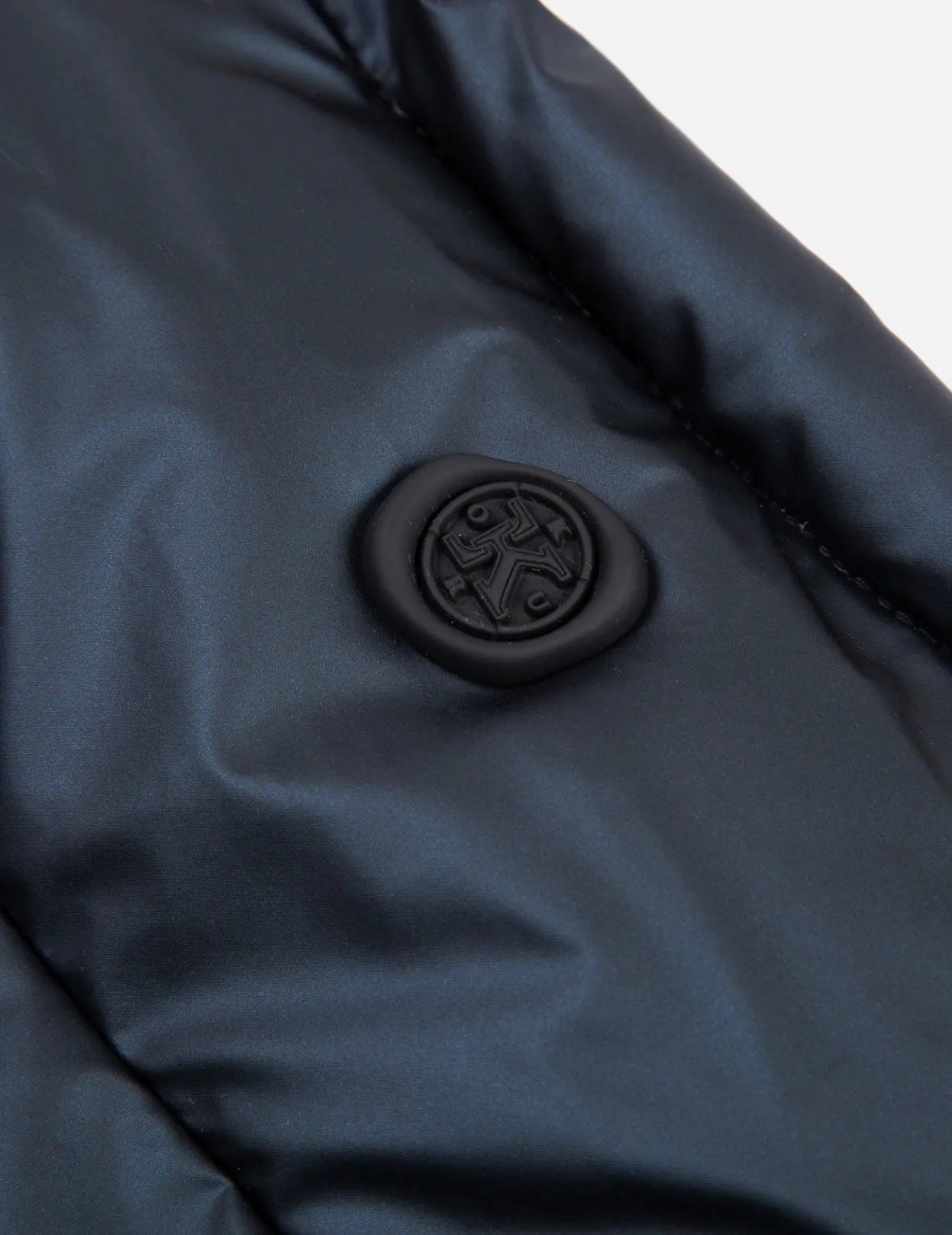 Logo and Slogan Embroidered Metallic Padded Jacket