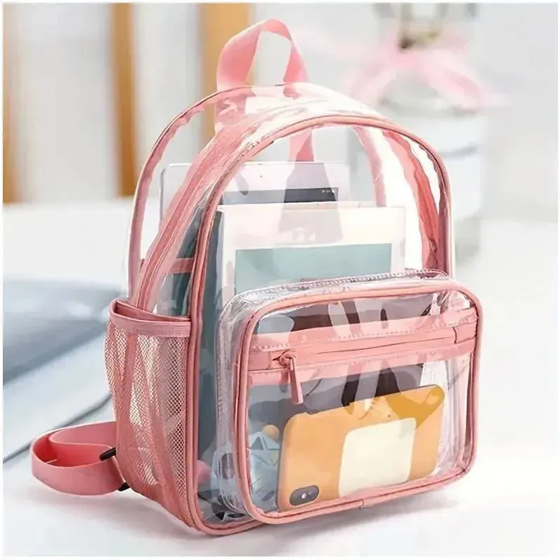 Macrobaby - Mini Waterproof Transparent Pink School Backpack