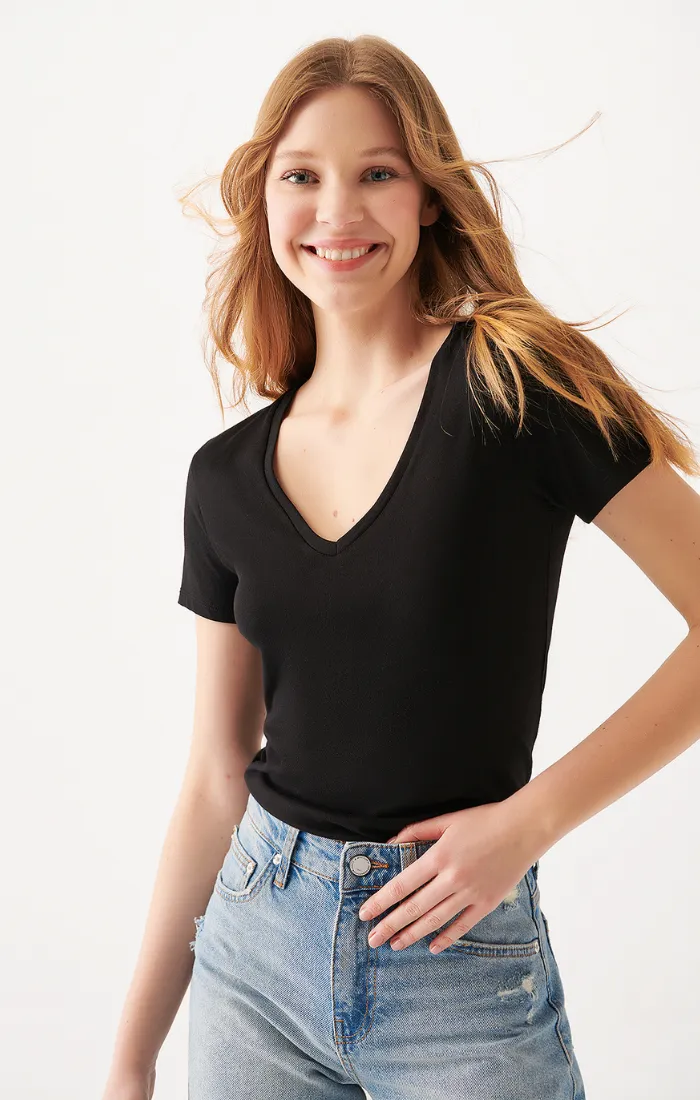 Mavi Women's Basic Short Sleeve T-Shirt In Black