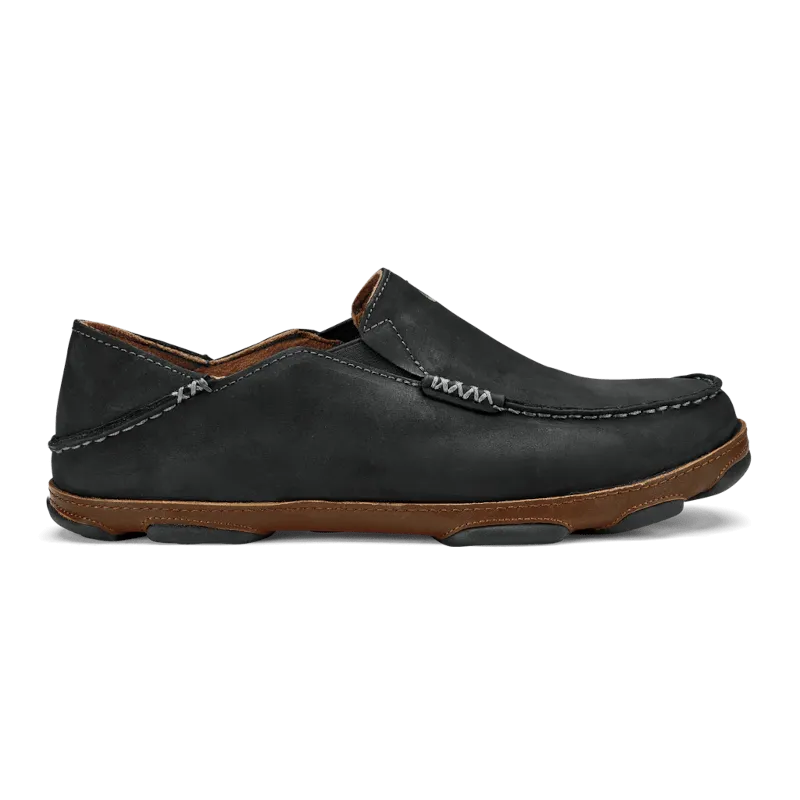 Men’s OluKai Moloa Leather Slip-On – Black/Toffee