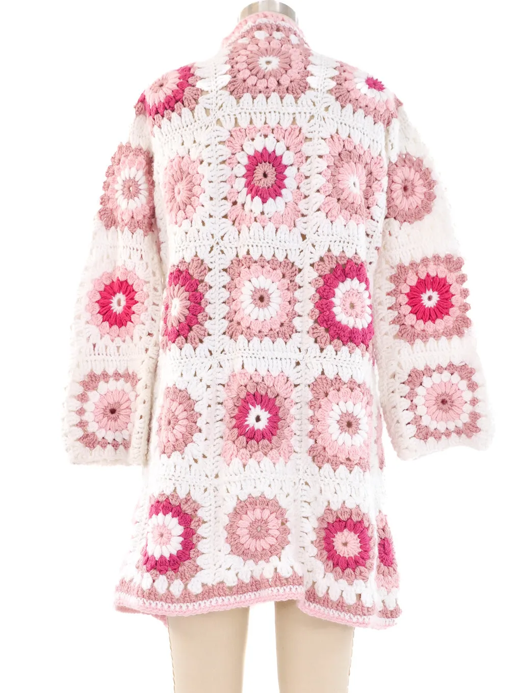 Pink Granny Square Crochet Jacket