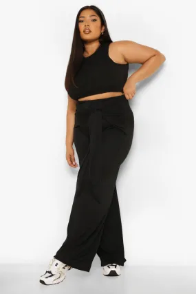 Plus Rib Tie Belt Pants