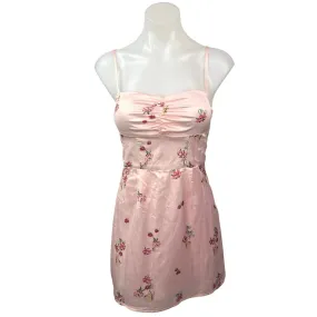 Princess Polly Pink Floral Silk Satin Spaghetti Mini Cami Camisole Slip Dress 2
