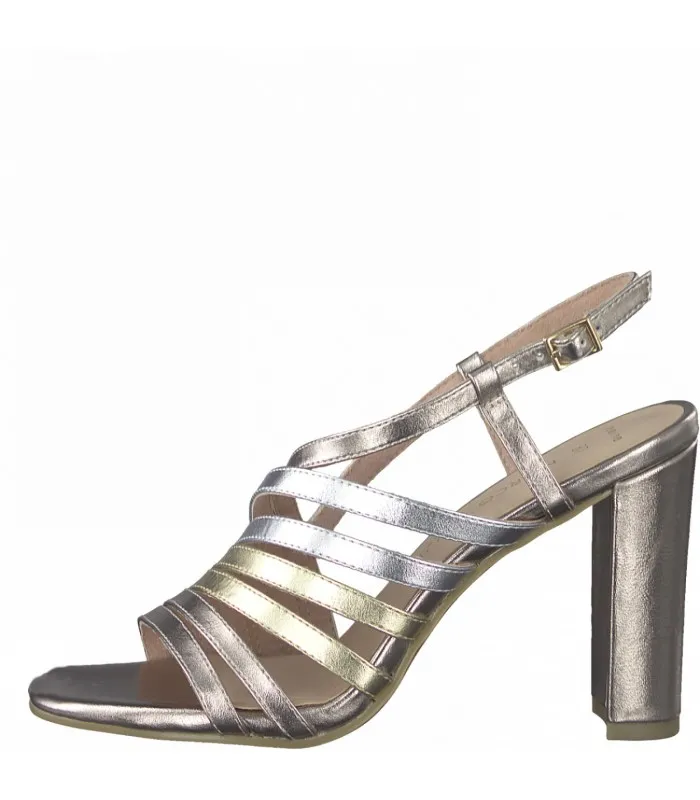 Rose Metallic Heeled Sandal By Marco Tozzi