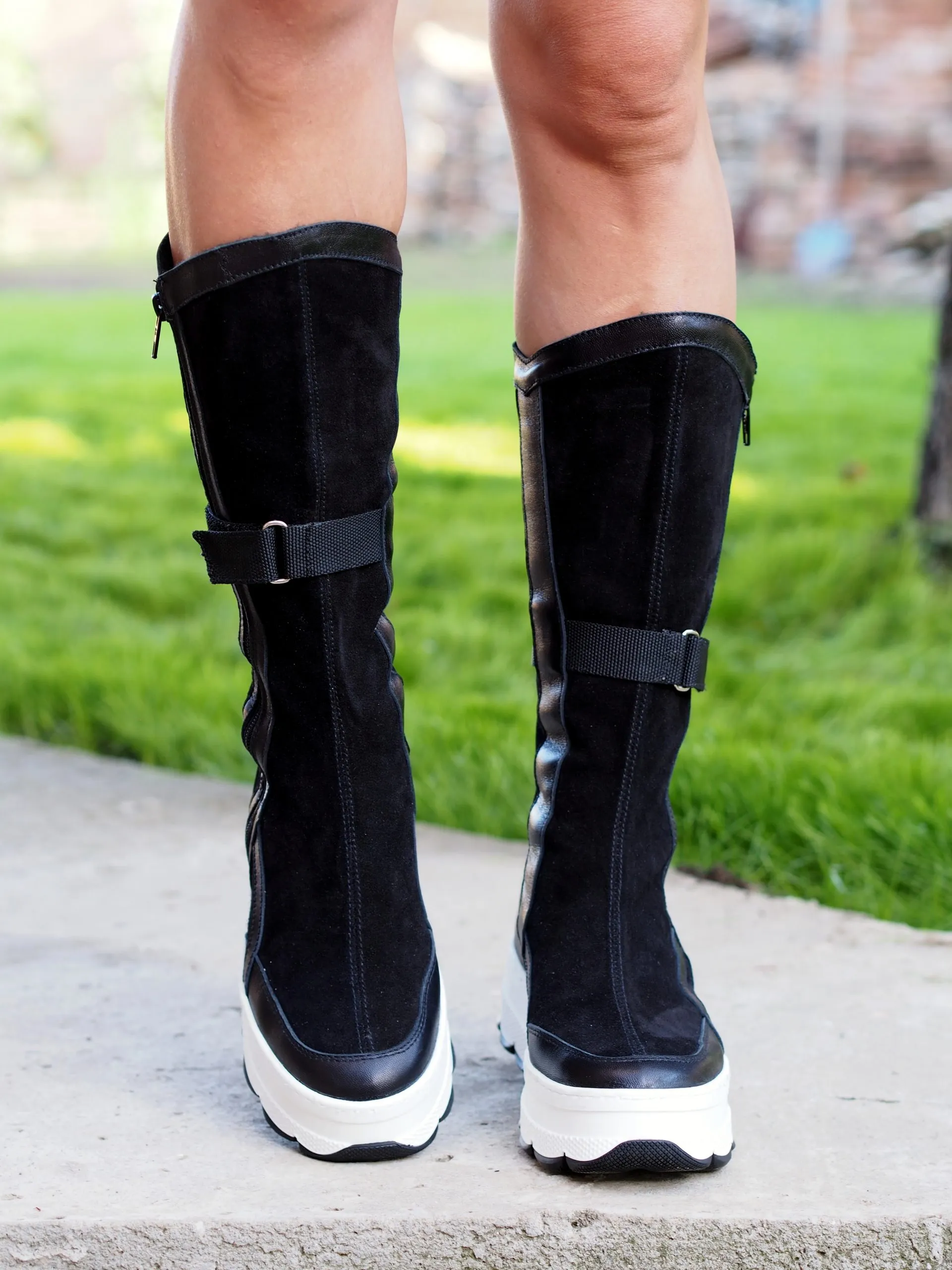 SALE-Genuine leather winter boots,extravagant leather casual boots,comfortable platform boots