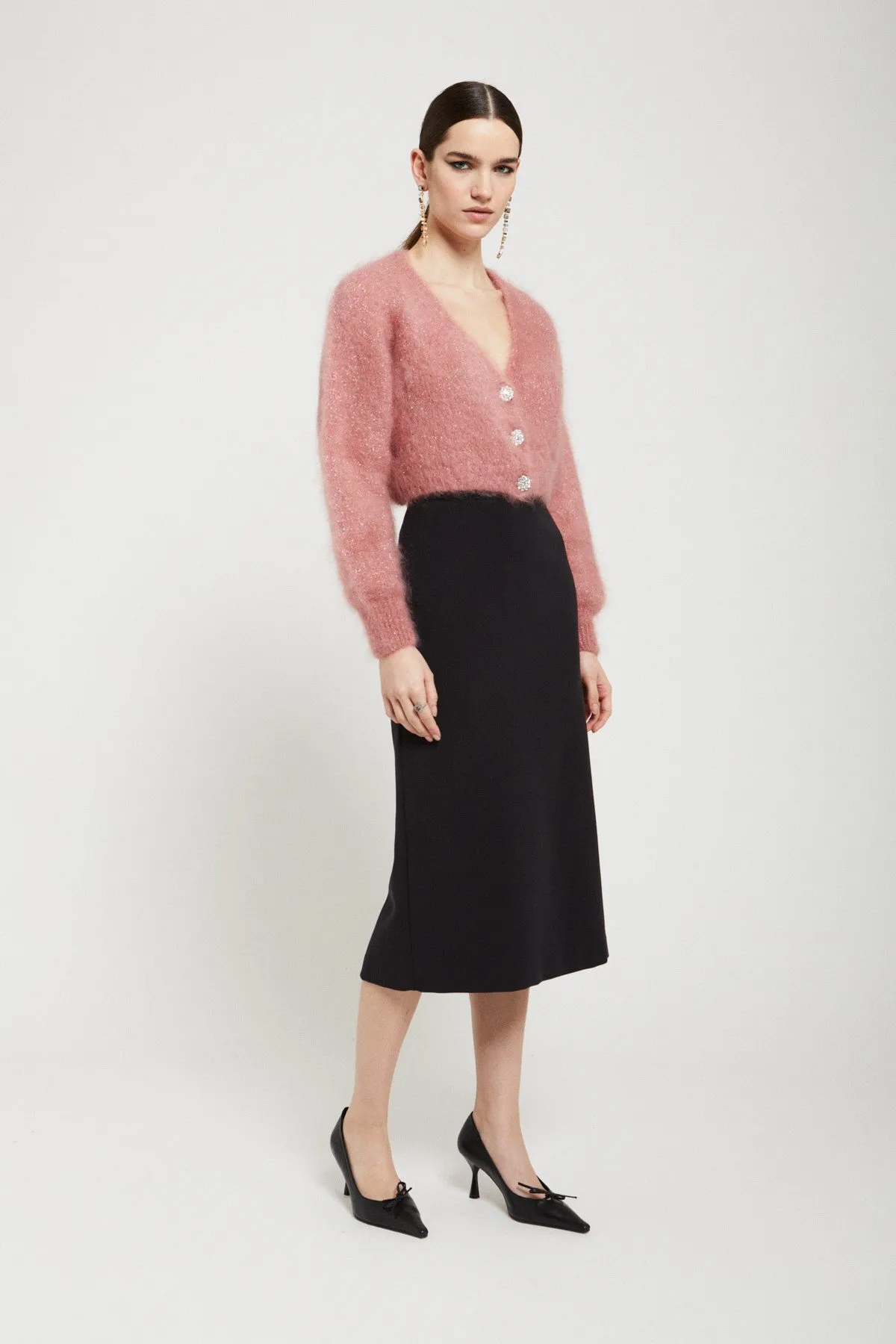 Solid midi skirt